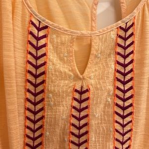 Orange scoop neck top with fun stitching. American Eagle outfitters size M